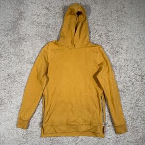 John Elliott Hoodie Sweatshirt Mens Sz 3 Yellow Side Zip Inside Kangaroo Pocket